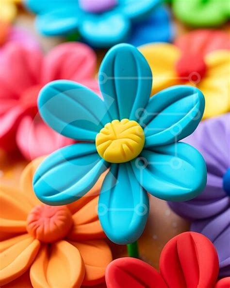 Colorful Plastic Flowers in a Circle stock photo | Creative Fabrica