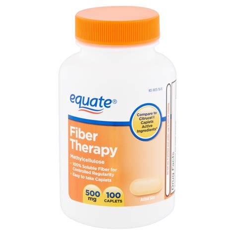 Equate Fiber Therapy Methylcellulose Caplets, 500 mg, 100 Count - Walmart.com