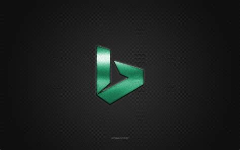 Download wallpapers Bing logo, green shiny logo, Bing metal emblem, gray carbon fiber texture ...