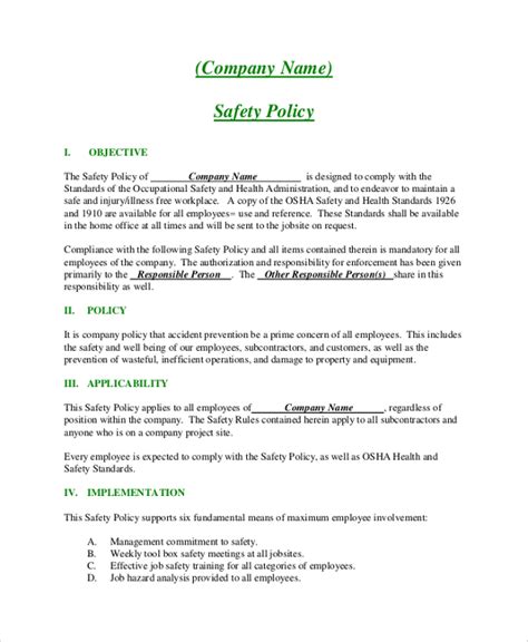 FREE 19+ Sample Company Policy Templates in PDF | MS Word | Google Docs ...