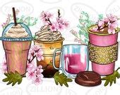 Flowers Coffee Cups Png Sublimation Design Western Coffee - Etsy