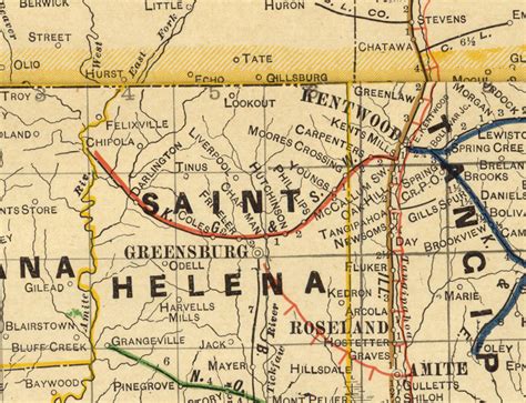 Kentwood, Greensburg & Southwestern Railroad (La.) , Map Showing Route in 1913.