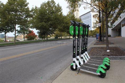 Lime Electric Scooter Rental Station in Columbus, Ohio Editorial Stock ...