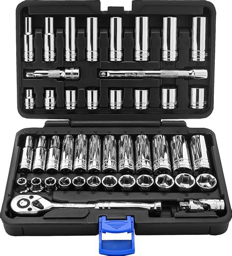 EPAuto 3/8-Inch Drive Socket Set with 72-Tooth Pear Head Ratchet, 45 ...