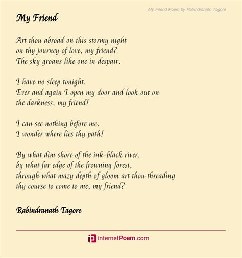 My Friend Poem by Rabindranath Tagore