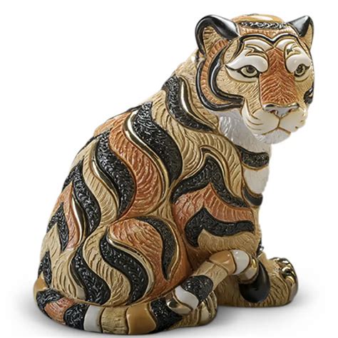 Ceramic Tiger Figurine | De Rosa Collection | Sitting Tiger