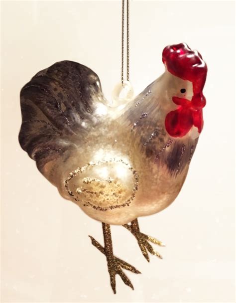 Chicken Family of 3 Ornaments - Glass Christmas Tree Decorations | NOVA68.com