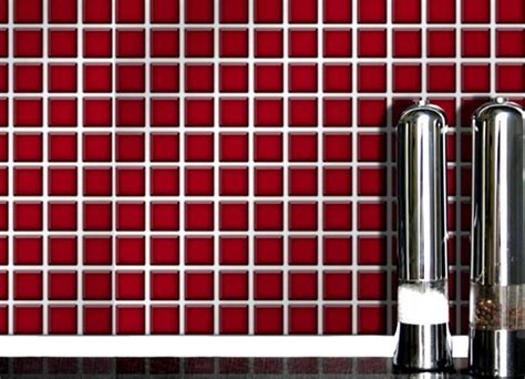 RED MOSAIC - 6" x 6" Tiles (15cm x 15cm) | Self adhesive wall tiles, Wall tiles, Tiles