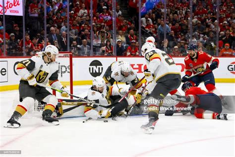 The Vegas Golden Knights play the puck against the Florida Panthers... News Photo - Getty Images