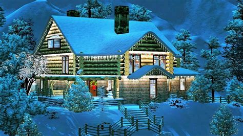 Download Log Cabin Wallpaper - Christmas Snowy Log Cabin On Itl.cat