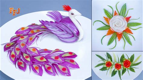 Amazing Vegetable Carving Ideas For Food Garnishes & Arts - YouTube