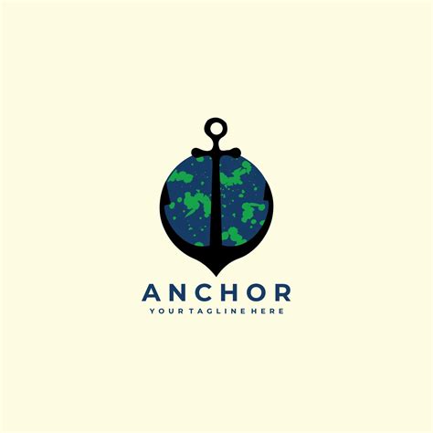 anchor logo design line art vector illustration design creative nature minimalist monoline ...