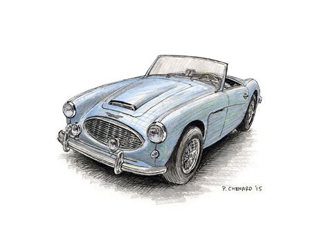 Austin Healey 3000 Commissioned at the Pinehurst Concours d'Élégance Pen&ink and markers on 11. ...