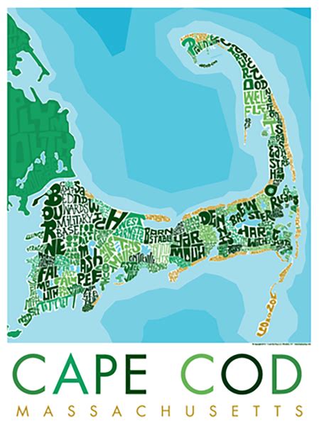 Cape Cod Type Map Poster – I Lost My Dog