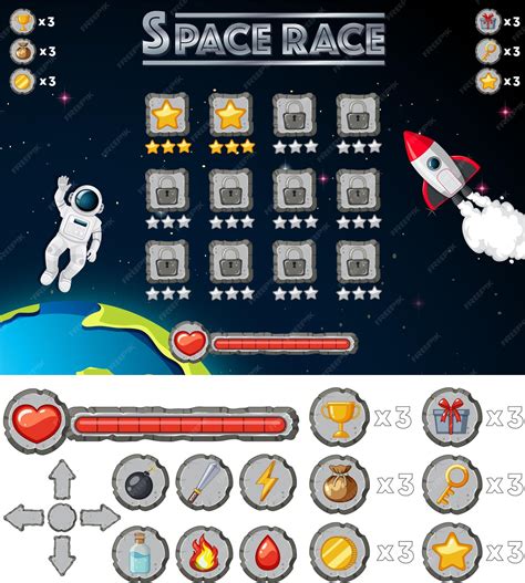 Free Vector | Space game background template and elements