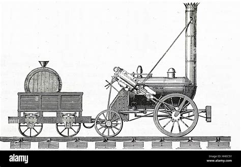 'The Rocket'; George Stephenson's locomotive which won the Rainhill Trials and was used to haul ...