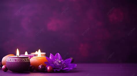 Purple Background With Candle And Diwali Decoration, Diwali Lights ...