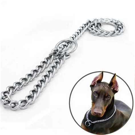 Metal Stainless Steel Chain Dog Collar Double Row Chrome Plated Choke Training Show Collar ...