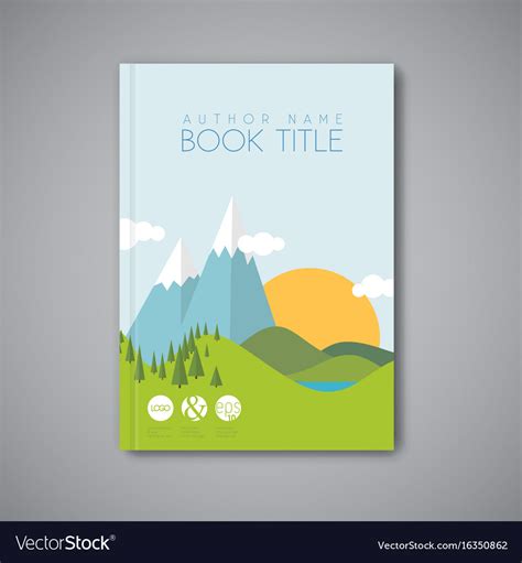 Book cover design template with flat landscape Vector Image
