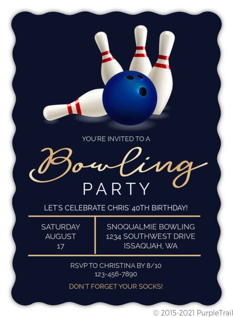 Fancy Bowling Birthday Invitation | Bowling Birthday Party Invitations