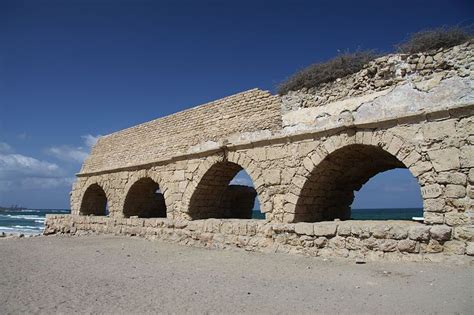 File:Ancient Roman aqueduct in Caesarea Maritima in Israel (2).JPG | Roman aqueduct, Caesarea ...