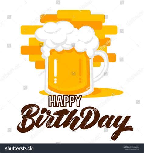 Happy Birthday Hand Drawn Lettering Beer Stock Vector (Royalty Free ...