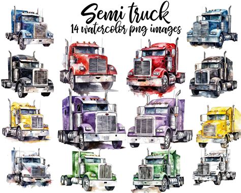 Semi Truck Clipart Semi Truck Watercolor Semi Truck Image - Etsy UK