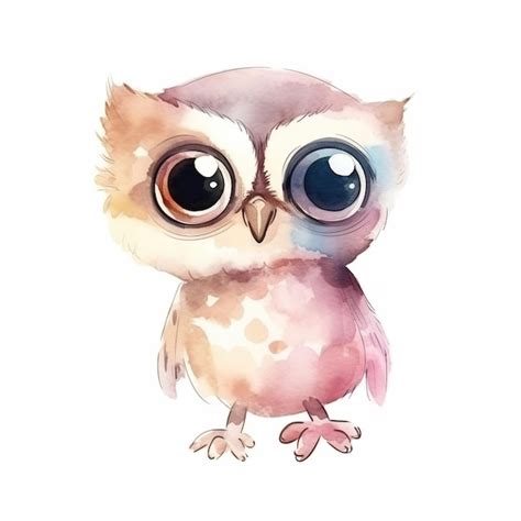 Premium Photo | Watercolor illustration of an owl with big eyes