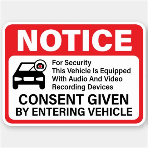 Vehicles Security Camera Warning Sign Sticker | Zazzle