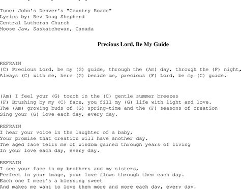 Precious Lord Be My Guide - Christian Gospel Song Lyrics and Chords