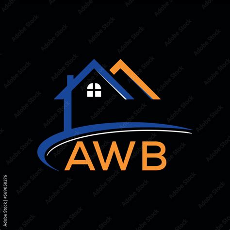 AWB house logo, letter logo. AWB blue image on black background and ...