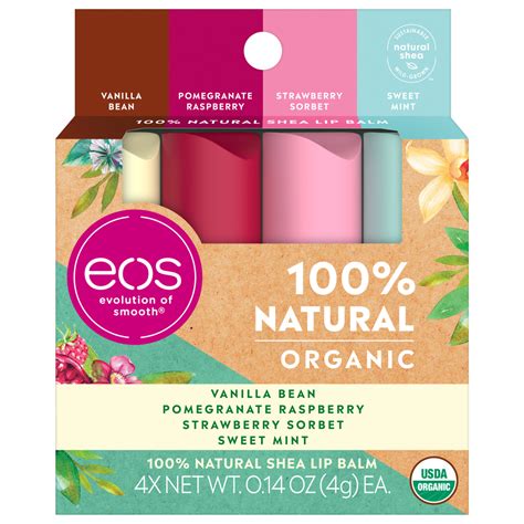 eos 100% Natural & Organic Lip Balm Stick - Variety Pack , Moisuturzing Shea Butter for Chapped ...