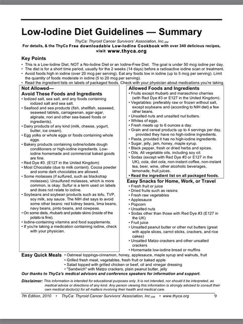 Low-iodine guidelines | Iodine free diet, Low iodine diet, Iodine