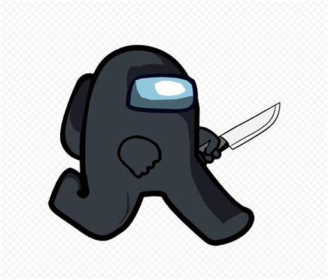 HD Black Among Us Character Walking Holding Knife PNG | Citypng