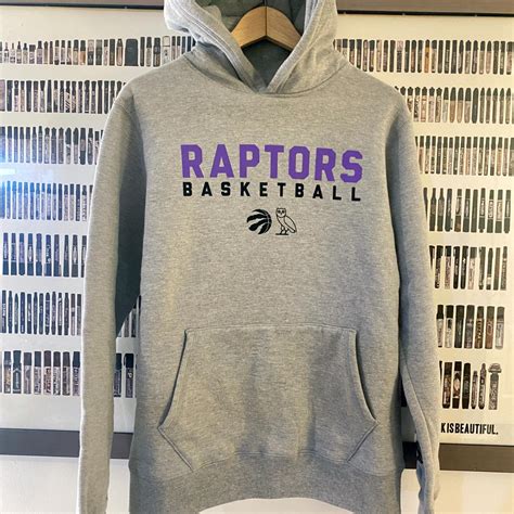 OVO X Raptors - Pre-Game Heather Grey Hoodie (2020)... - Depop