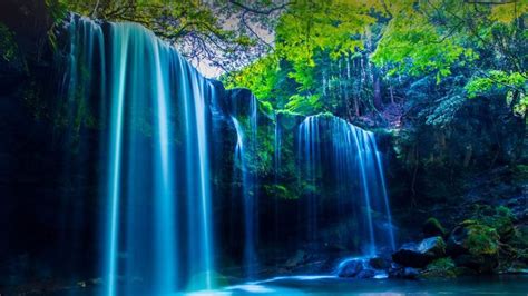 Nabegataki Falls waterfall in forest, Oguni, Kumamoto, Kyushu island, Japan | Windows Spotlight ...