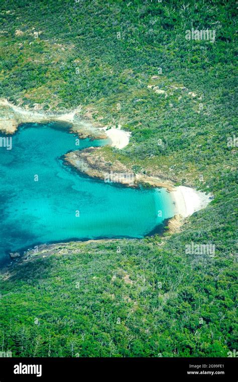 Aerial view of Whitsunday Islands National Park from the aircraft Stock ...