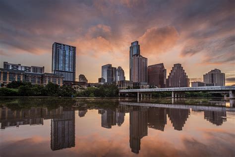 Austin Skyline Sunrise Reflection Photograph by Todd Aaron