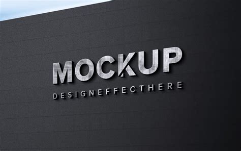 Logo Mockup White Sign on Black Wall Mockup - TemplateMonster