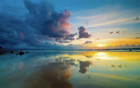 Wallpaper : clouds, sky, sea, reflection, mirror, evening 1920x1200 ...