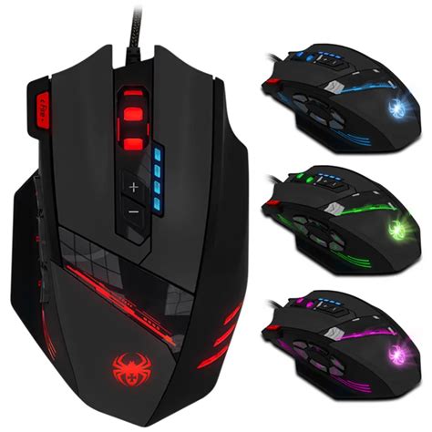 New ZELOTES C 12 Wired USB Optical Gaming Mouse 12 Key 4000DPI 7 Color ...