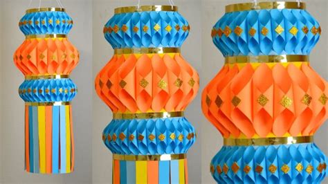 DIY -Easy Paper Lantern For Diwali || Diwali Decoration Ideas Paper Craft || Diwali Lantern ...