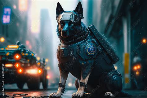 dog police robot in city, futuristic, Generative AI Stock Illustration | Adobe Stock