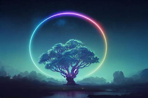 Premium Photo | Illustration fantasy of neon forest glowing colorful ...