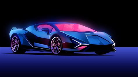 Lamborghini Sián FKP 37 Wallpaper 4K, Neon, AMOLED