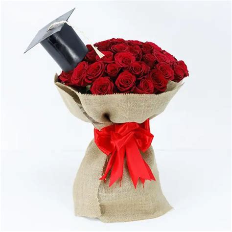 Graduation Bouquet of Red Roses - Flower Delivery UAE