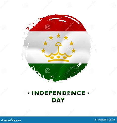 Banner or Poster of Tajikistan Independence Day Celebration. Waving Flag of Tajikistan, Brush ...