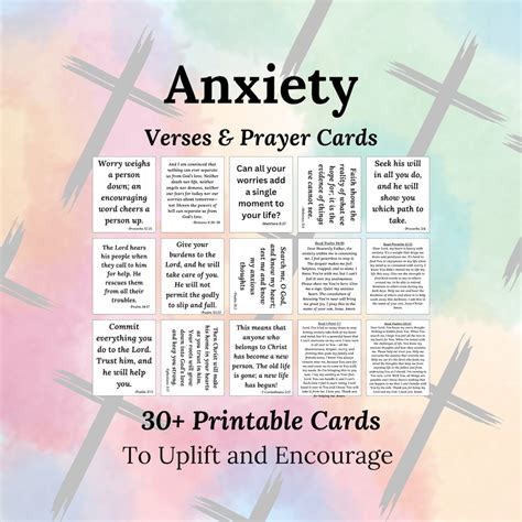 30 Anxiety Themed Bible Verses, With 6 Prayer Cards Included 30 ...