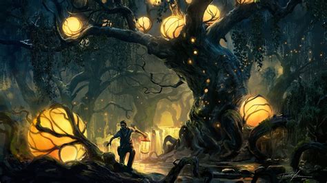 artwork, Fantasy, Magical, Art, Forest, Tree, Landscape, Nature, Magic Wallpapers HD / Desktop ...