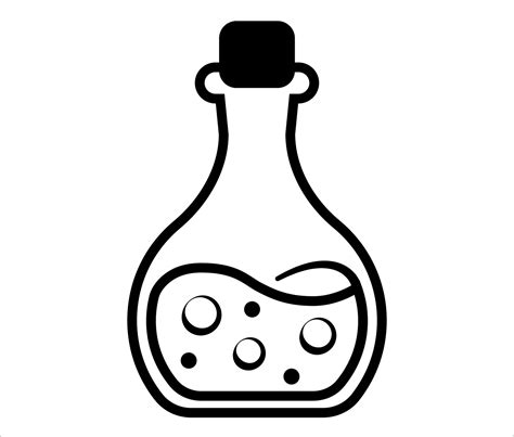 Magic potion icon. Bottle with liquid outline illustration. Vector line ...